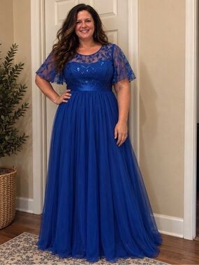 Ever Pretty Royal Blue Sequin Bodice Maxi Gown